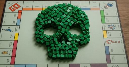 Monopoly house pieces in the shape of a skull