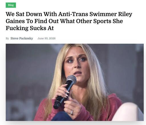 We sat down with anti-trans swimmer Riley Gaines to find out what other sports she fucking sucks at