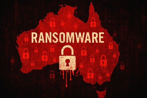 Map of Australia covered in ransomware